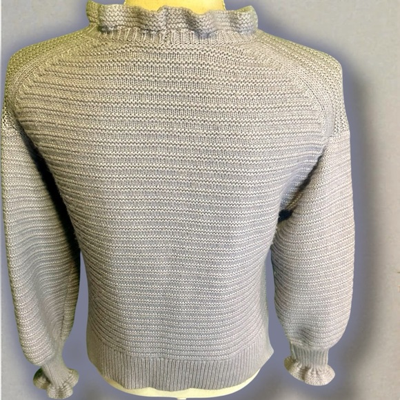 Madewell ‘Ruffle Neck Pullover Sweater’ in Cotton Merino Wool in Dusk Periwinkle - Picture 11 of 16